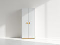 Kleiderschrank aus Holz 80 x 50 x 180 cm - Weiß Gold - Modernes Design mit 2 Türen