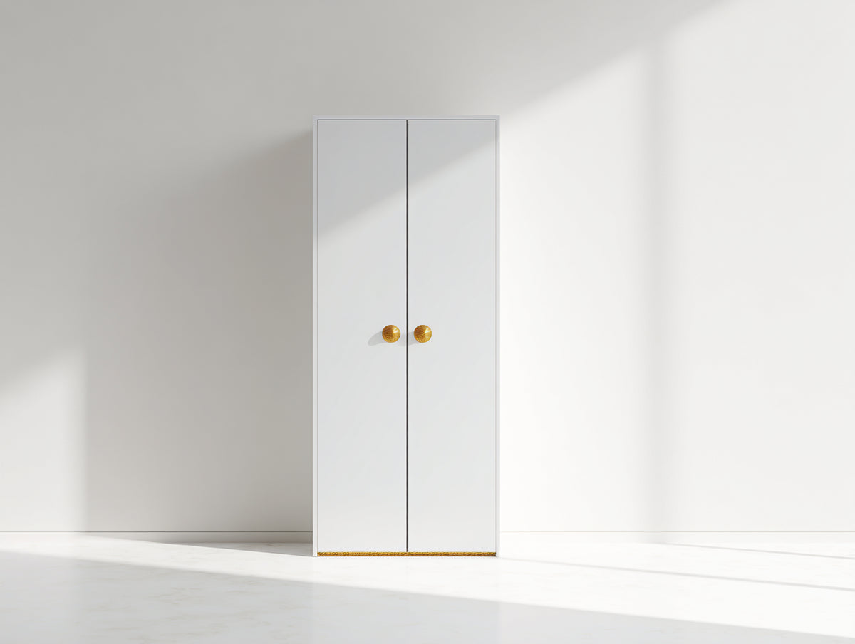 Kleiderschrank aus Holz 80 x 50 x 180 cm - Weiß Gold - Modernes Design mit 2 Türen
