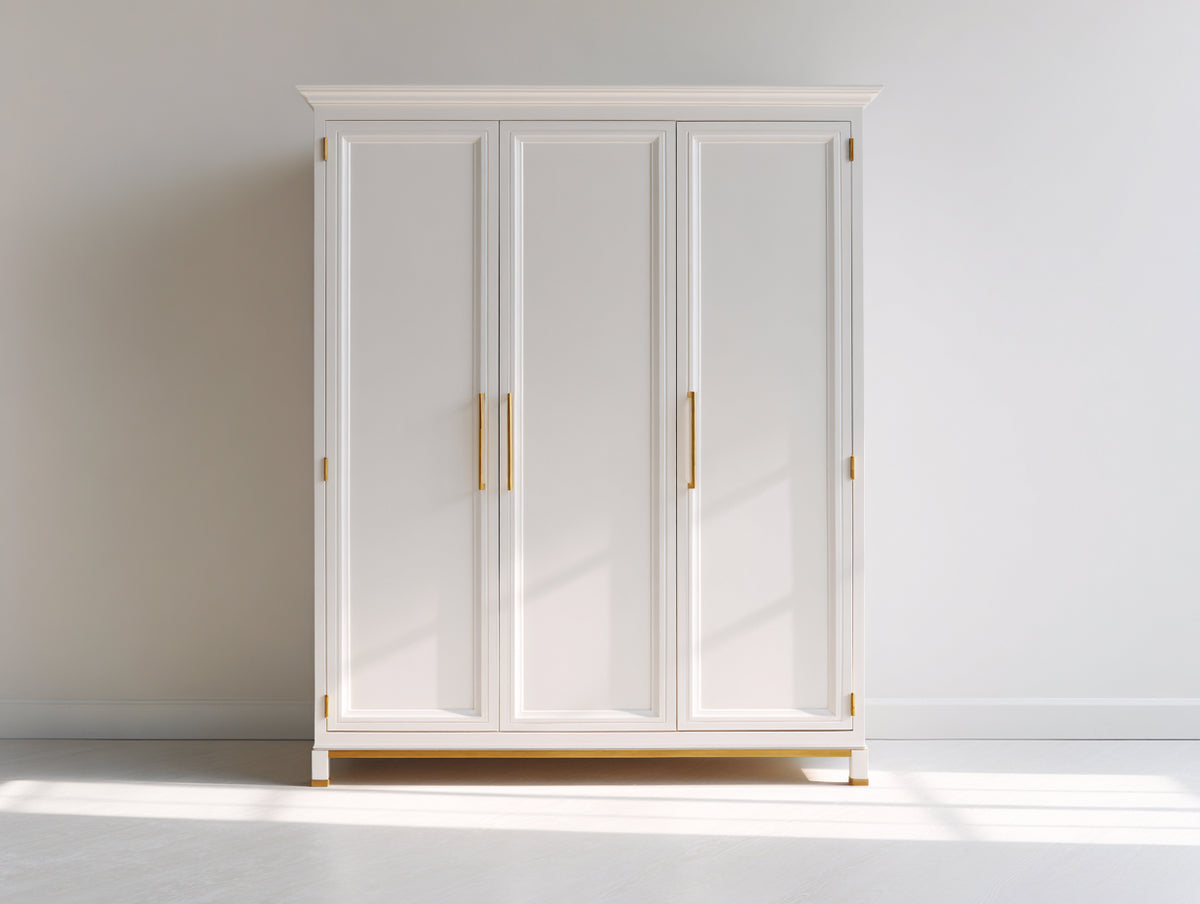 Kleiderschrank 150 x 60 x 200 cm - Holzwerkstoff - Weiß - klassischer Stil für Schlafzimmer