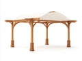 Pavillon Holz 600x400x300 cm - Naturholz Weiß - Gartenpavillon mit Stoffdach für Terrasse Garten und Außenbereich