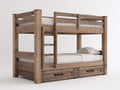 Etagenbett Holz 210 x 140 x 170 cm - Naturbraun - Stockbett mit Schubladen für Kinderzimmer