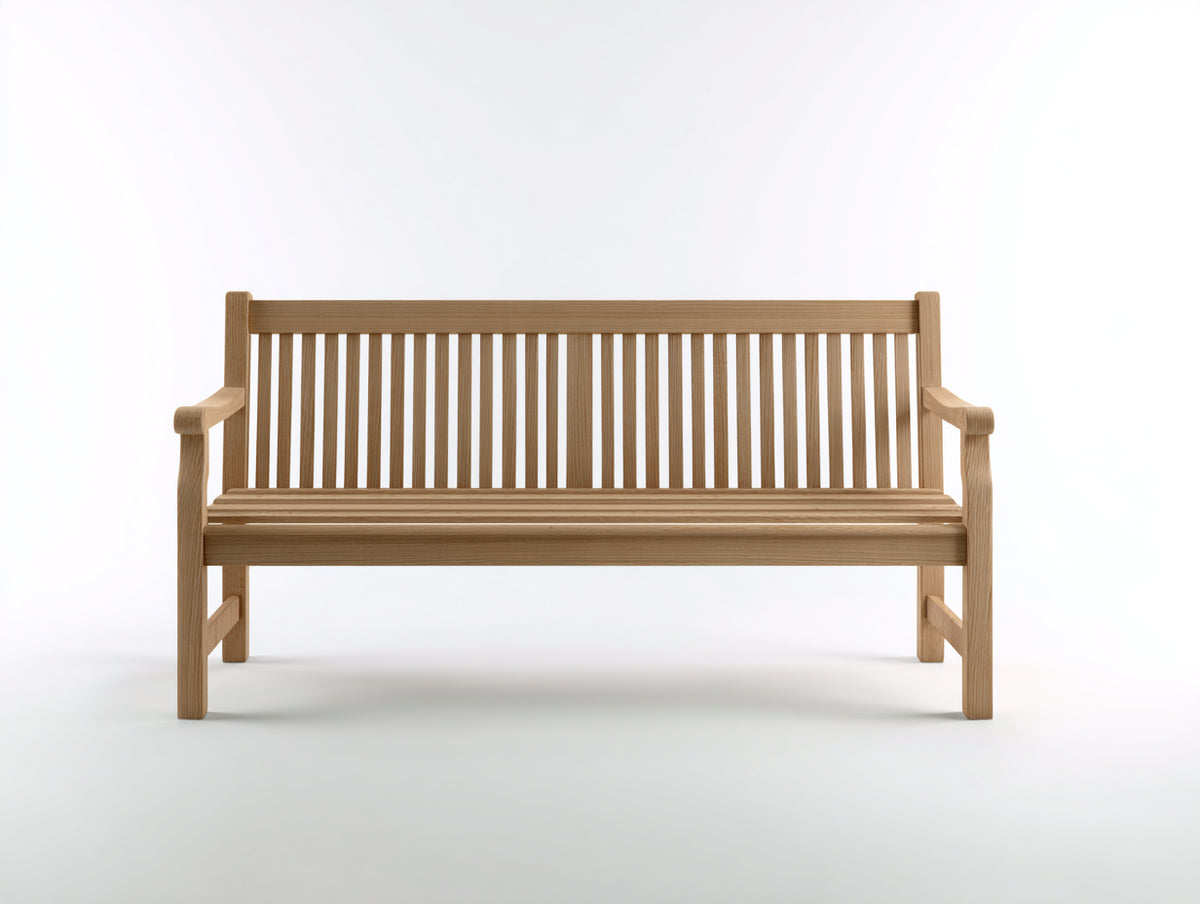 Gartenbank aus Holz 150 x 60 x 90 cm - Naturholz - Klassisches Latten Design mit Armlehnen