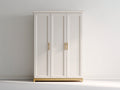 Kleiderschrank Holzwerkstoff 130x55x200 cm - Weiß Gold - 3 Türen im klassischen Design