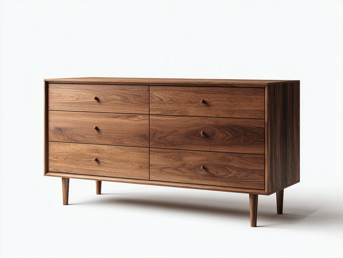 Kommode mit Schubladen Holz 180 x 45 x 75 cm - Dunkelbraun - Moderne Kommode mit 6 Schubladen für Wohnzimmer