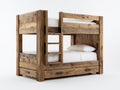 Etagenbett Massivholz 210x105x180 cm - Braun - Rustikales Doppelstockbett mit Leiter und 3 Schubladen