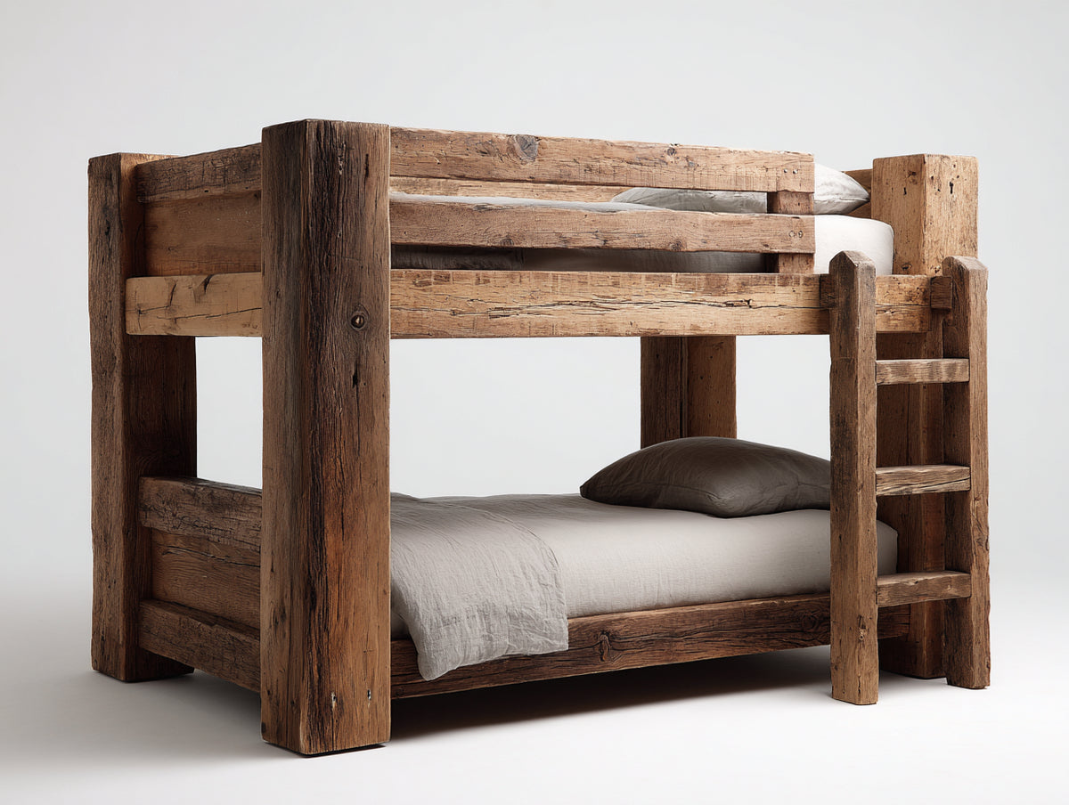 Etagenbett Holz 210 x 100 x 180 cm - Naturbraun - Massives Stockbett für Kinderzimmer
