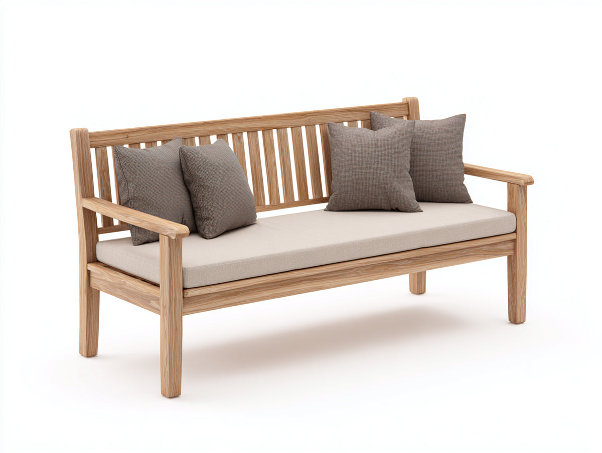 Gartenbank aus Holz 180 x 70 x 85 cm - Naturholz Beige - Klassisches Latten Design mit Armlehnen