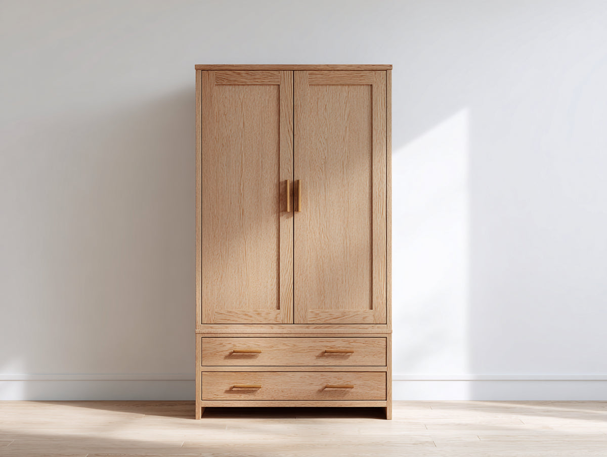 Kleiderschrank 100 x 55 x 200 cm - Holzwerkstoff - Naturholzoptik - moderner Stil für Schlafzimmer