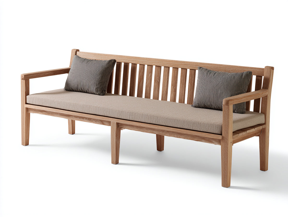 Gartenbank Holz 220x70x90 cm - Naturholz - Moderne Sitzbank mit Rückenlehne für Garten Terrasse und Außenbereich