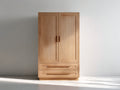 Kleiderschrank Holz 100 x 60 x 200 cm - Naturholzfarben - Moderner Schrank mit 2 Türen und 2 Schubladen für Schlafzimmer
