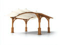 Pavillon Massivholz 400x300x260 cm - Braun Creme - Offene Pergola mit gebogenem Stoffdach