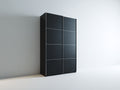 Kleiderschrank Holzwerkstoff 120x60x200 cm - Schwarz Silber - 2 Schiebetüren im modernen Design