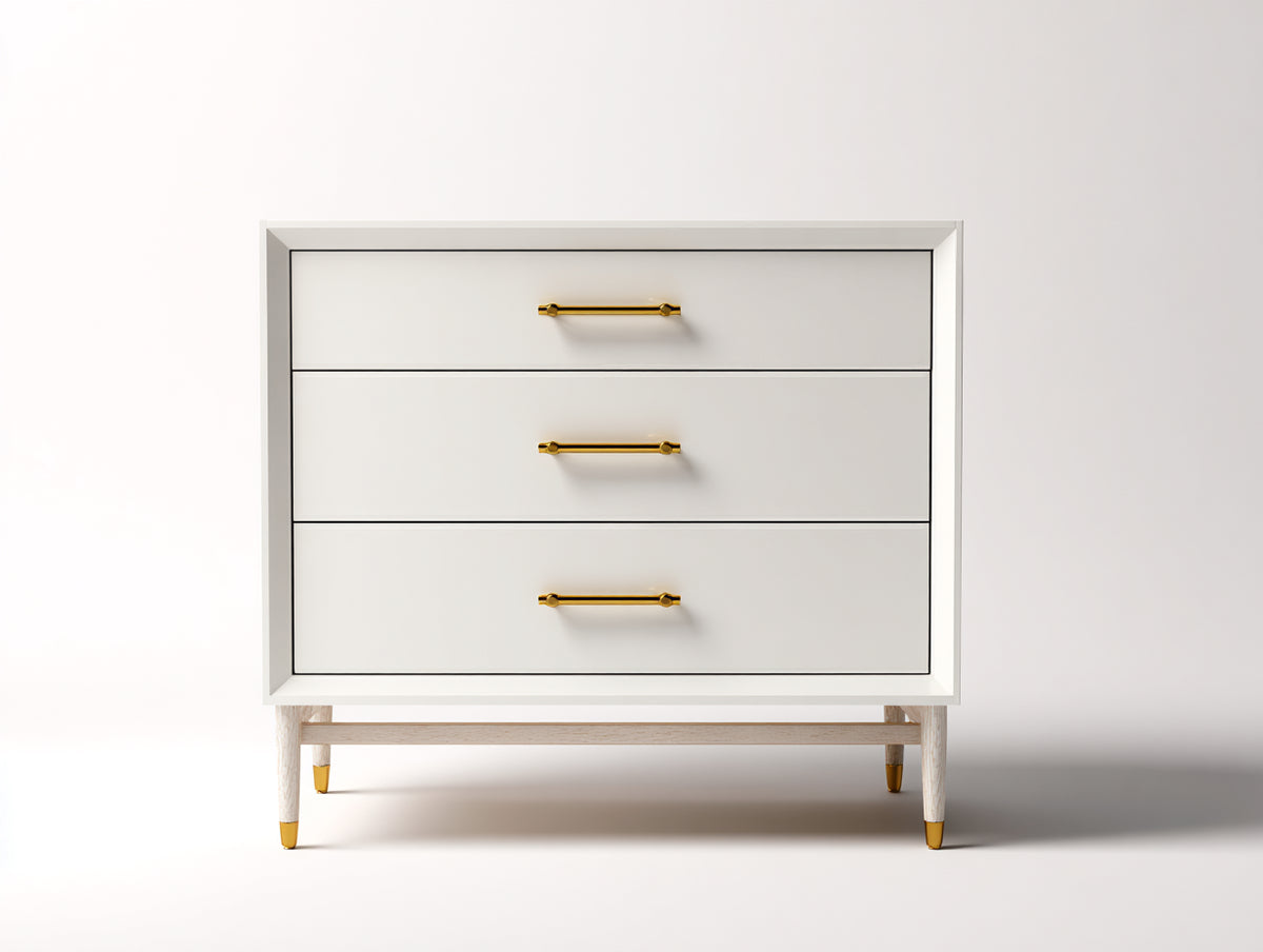 Kommode mit Schubladen Holz 120 x 45 x 85 cm - Weiß - Moderne Kommode mit 3 Schubladen für Schlafzimmer und Wohnzimmer